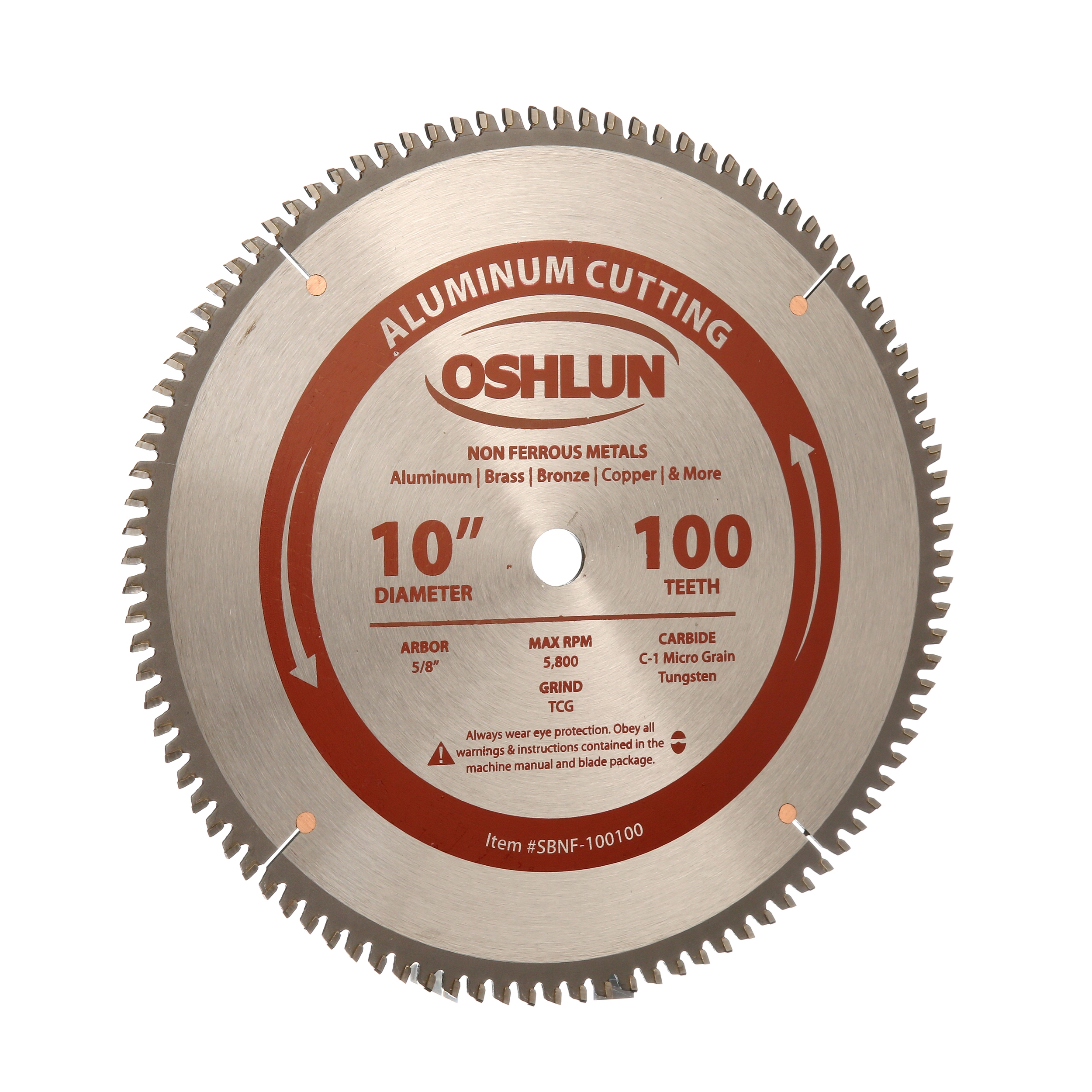 Oshlun SBNF-100100 10-Inch 100 Tooth TCG Saw Blade with 8-Inch Arbor for Aluminum and Non Ferrous Metals - 4