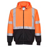 Portwest UB315 - Hi-Vis Contrast Zipped Hoodie, Orange/Black Portwest, PW-UB315-O, Hi-Vis, Contrast Zipped Hoodie, Orange, Black