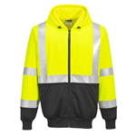 Portwest UB315 - Hi-Vis Contrast Zipped Hoodie, Yellow/Black Portwest, PW-UB315-Y,  Hi-Vis, Contrast Zipped Hoodie, Yellow, Black