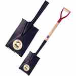 Foxy #12724 Short Handle Wood Spade, Serrated Edge, Plain Back 